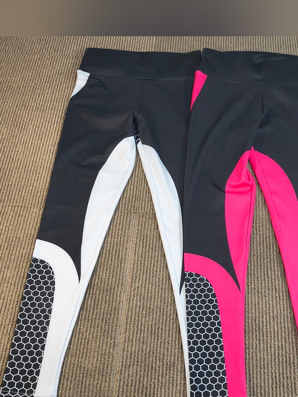 Kids Performance Riding Tights with Grip Panels - Black & Pink / Black & White